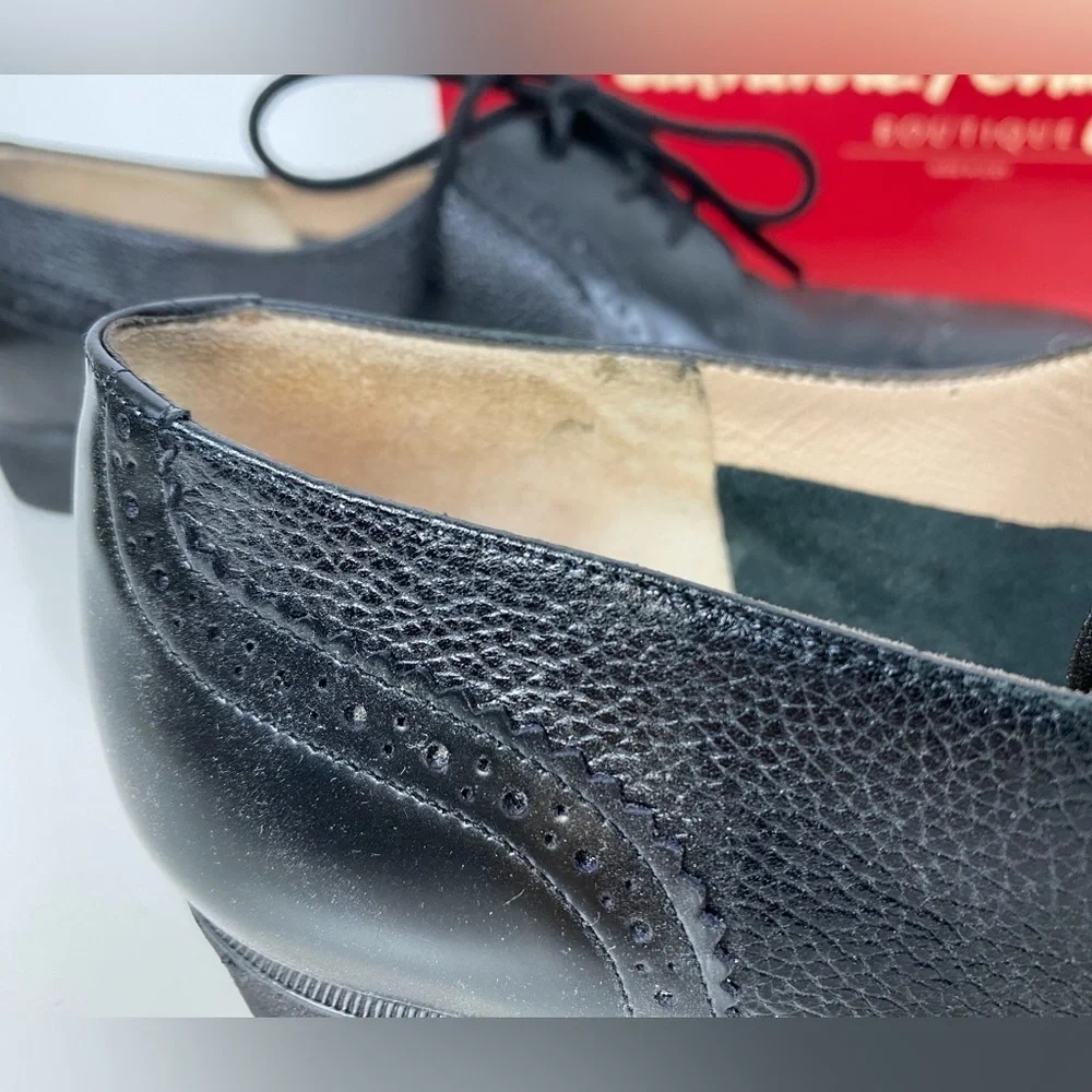 Salvatore Ferragamo Ferrara Women's 7 1/2 AA Black Leather Oxford Lace Up Shoes - Picture 8 of 14